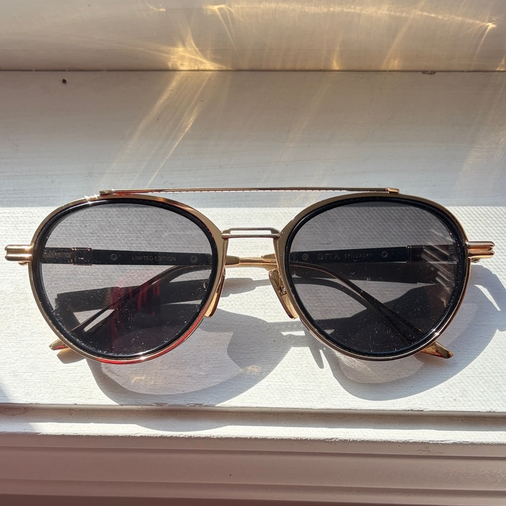 DITA Black Leather Sunglasses
